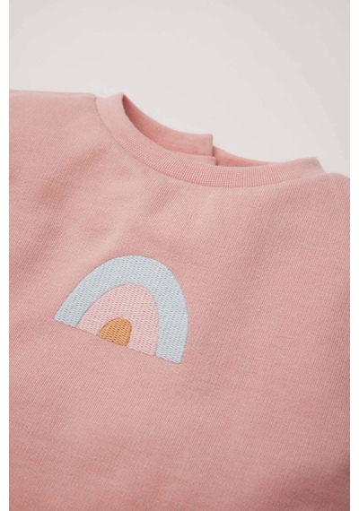 DeFacto Kız Bebek 2'li Takım Bisiklet Yaka Sweatshirt Unicorn Baskılı Beli Lastikli Alt D8699A525SPBR80