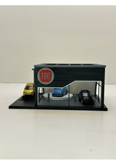 3d Baskı 1/64 Ölçekli Fiat Showroom Tasarımlı Diorama Araç Sergileme Garajı