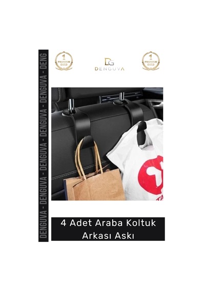 Askı Araç İçi Düzen Güvenlik Çanta Poşet Askısı Dayanıklı Pratik Montaj 4 Adet Araba Koltuk Arkası