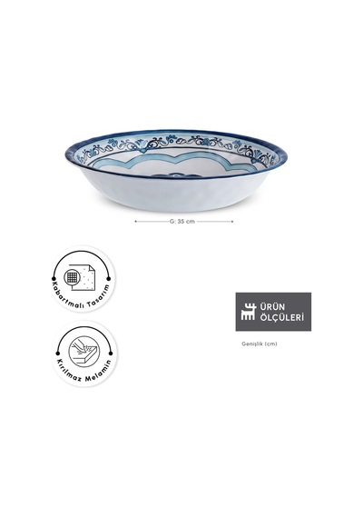 Karaca Blue Harmony Melamin Kasesi 35 Cm mavi