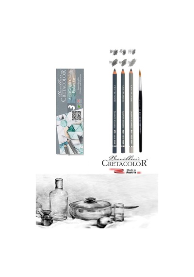 Cretacolor Graphite Aquarelle Pencil 4b-hb-8b Fırçalı Set
