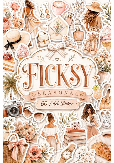 Boho Yaz Modası Sticker Seti Sahil Temalı - 60 Adet Etiket Çıkartma Diğer