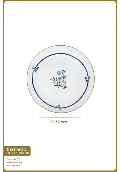 Bernardo Sapphire Emaye Servis Tabağı 32 Cm Beyaz - Pembe