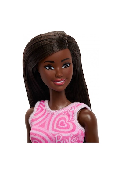 Barbie Şık Pembe Elbiseli Esmer Siyah Saçlı Eklemleri Hareketli 30cm Model Oyuncak Bebek