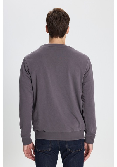 George Henry Standart Fit Normal Kesim Pamuklu Bisiklet Yaka Sweatshirt Koyu Gri