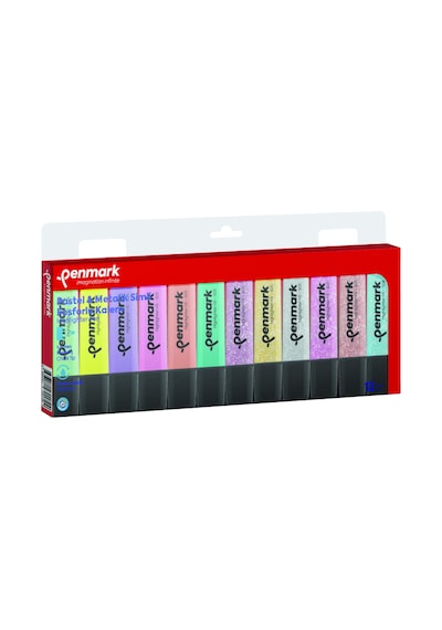 Fosforlu Kalem 12'li Asetat Karişik Renk 6 Pastel + 6 Simli