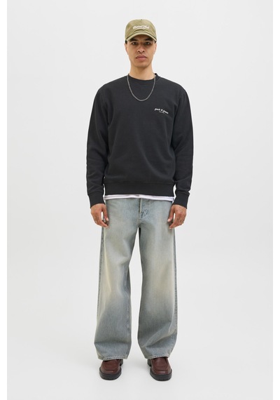 Jack & Jones Jjedover Prınt Sweat Crew Siyah Erkek Sweatshirt 000000000102352989 Siyah