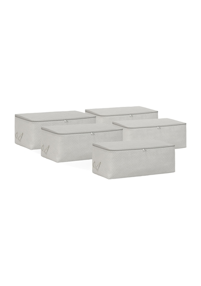 Ocean Home Textile 5'li Orta Boy Gri Balıksırtı Hurç Set 52 x 28 x 21 cm
