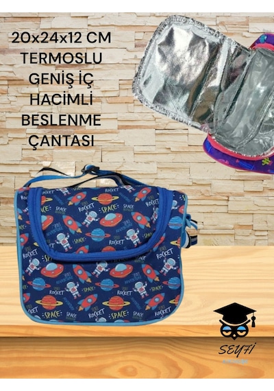 20x24x12 Cm Termoslu Geniş İç Hacimli Beslenme Çantası Uzay