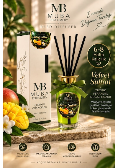 Velvet Sultan 100 Ml Çubuklu Oda Kokusu Premium Mango Çiçek Narenciye Kokulu Bambu Çubuklu Reed Diffuser 6-8 Hafta Kalıcı Lüks Ev Kokusu - 922851196 Karışık Velvet Sultan 100 Ml Çubuklu Oda Kokusu Premium Mango Çiçek Narenciye Kokulu Bambu Çubuklu Reed Diffuser 6-8 Hafta Kalıcı Lüks Ev Kokusu - 922851196 Karışık