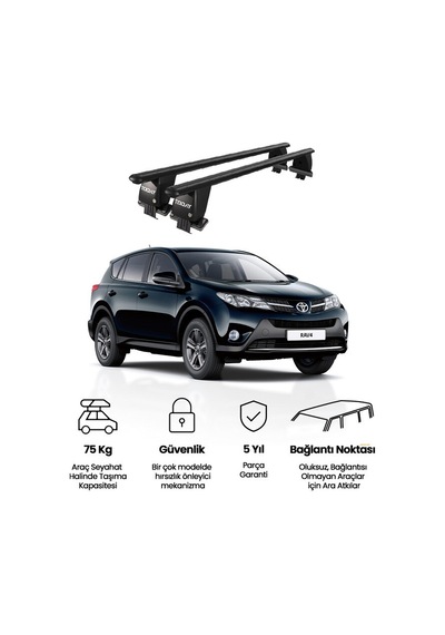 Royal Toyota Rav 4 2012-2018 Uyumlu Siyah Kilitli Ara Atkı Port Bagaj Tavan Barı
