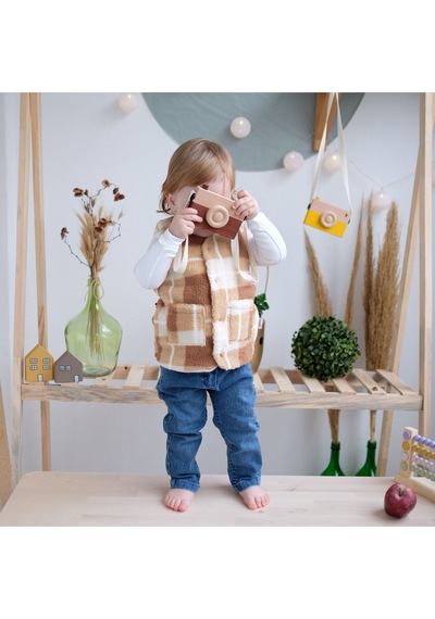 Flexi Polar Ekose Bebek Yelek Kahverengi