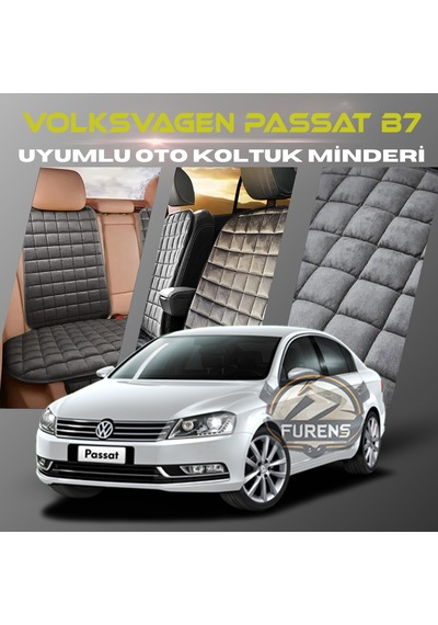 Volksvogen Passat B7 Antrasit Tay Tüyü Cepli & Terletmez Sırtlı Oto Koltuk Minder Seti - Koruma Kılıfı  Ön & Arka Set