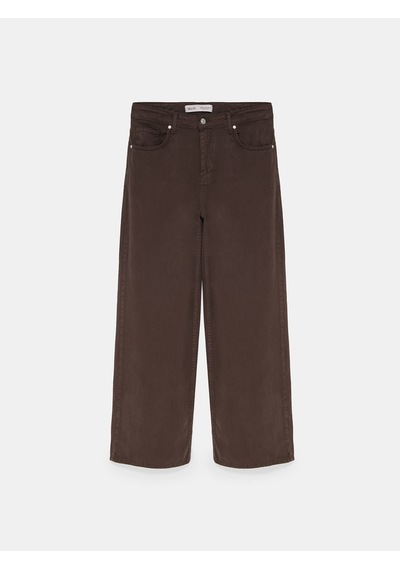 Dilvin 72323 Lyocell Karışımlı Wide Leg Jean-kahve
