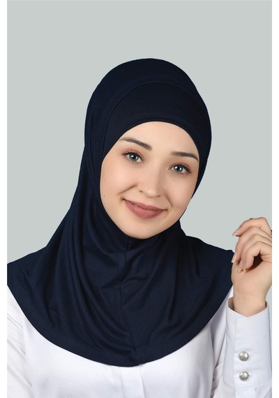 Altobeh İkili Set Pratik Eşarp Hazır Türban ve Hijab Tesettür Bonesi - Lacivert