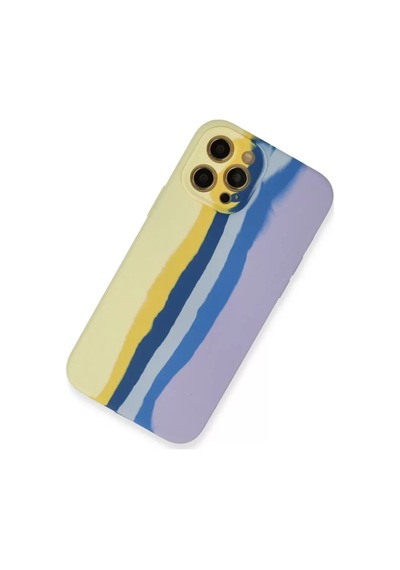 Apple iPhone Uyumlu  Uyumlu 12 Pro Max Kılıf Ebruli Lansman Silikon - Sarı-lila
