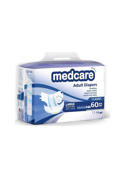 Medcare Classic Belbantlı Yetişkin Hasta Bezi L 60'lı