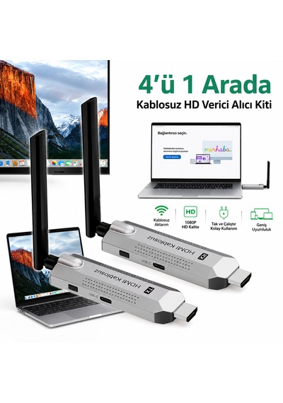 Kablosuz Hdmı Verici Ve Alıcı Kiti - Uydudan Projeksiyona 150 Metre Menzil1080p 60hz Notebook'dan Tv'ye