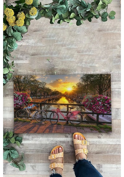 Valerine Life Sevda Köprüsü Gün Batımı Welcome Hoş Geldiniz Kapı Önü Paspası 45x70cm Kahverengi