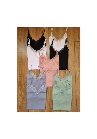 Demirsa Boutique Dantelli Pamuklu Likralı V Yaka İp Askılı 10'lu Kadın Atlet Çok Renkli 10 Demirsa Boutique Dantelli Pamuklu Likralı V Yaka İp Askılı 10'lu Kadın Atlet Çok Renkli 10