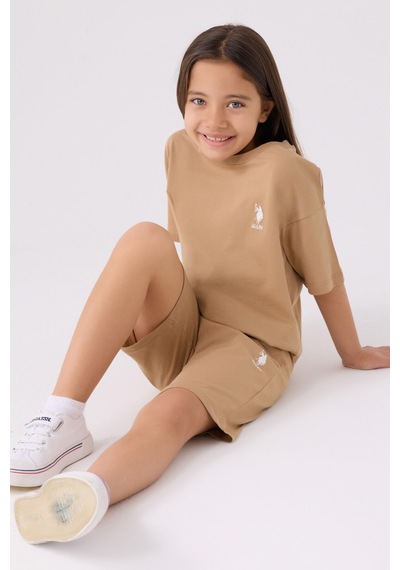 U.S. Polo Assn. U.s. Polo Assn Kız Çocuk Kahverengi Bermuda Takım Kahverengi