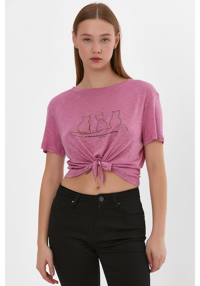 Alexandergardı Baskılı Bağcıklı T-shirt B22-24300 001