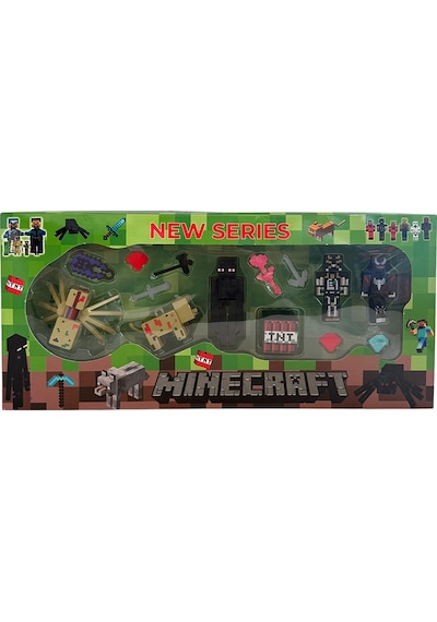 Minecraft Hayalet Örümcek Tnt Köpek Oyuncak Blok Seti Yeni Seri 14'parça 8-12 Cm