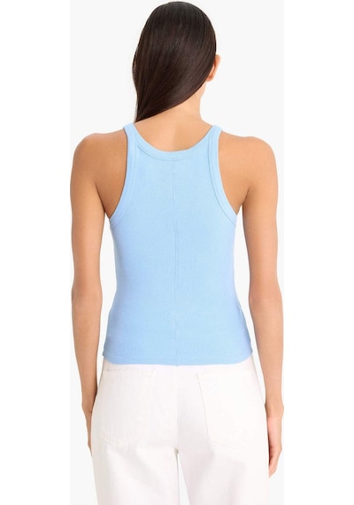 Defacto Slim Fit Dar Kesim Halter Yaka Fitilli Kaşkorse Atlet E2176ax25spbe303 Mavi