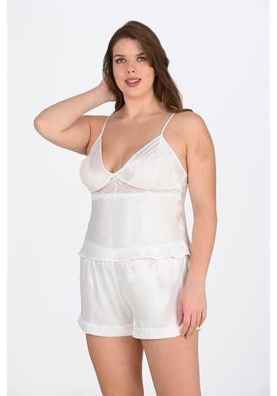 Primoda Aria's Closet Büyük Beden Ekru Şort Takımı Ekru