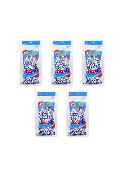 Elmop Pm04 Takozlu Vidalı Mop Paspas Püskül Ucu Pamuklu Mikrofiber İpli Mop Yedeği Başlığı 5'li