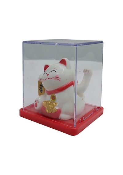 Maneki Neko El Sallayan Mini Şans Kedisi Beyaz Solar Güneş Enerjili 5x5cm Y5byz05