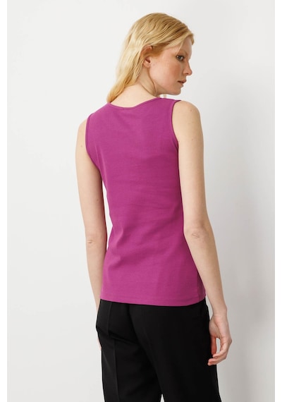 Kadın Sıfır Yaka Kaşkorse Pamuklu Askılı T-shirt Sıklamen pembe