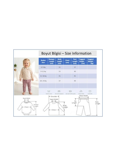 Babymod Bebe Yaka Çiçek İşlemeli 2'li Kız Bebek Takım Set Gülkurusu