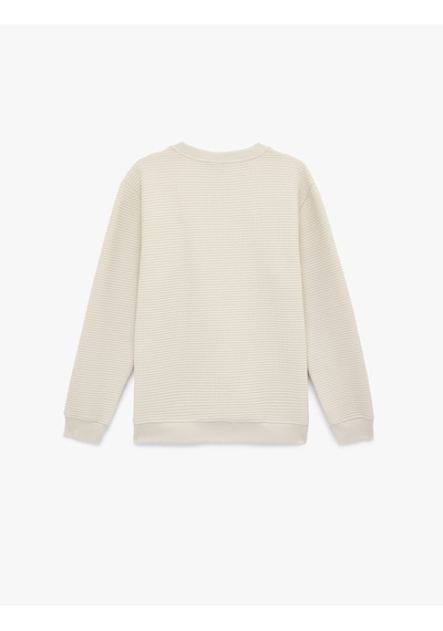 Koton Regular Fit Uzun Kollu Dokulu Bisiklet Yaka Sweatshirt Bej 6sam70010mk Ekru