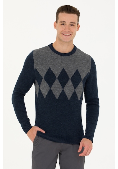U.s. Polo Assn. Yuvarlak Yaka Desenli Lacivert Erkek Kazak 1678184 001