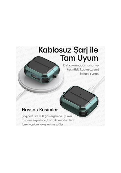 Samsung Galaxy Buds 3 Pro, Buds 3 Ve Buds 3 Fe İle Uyumlu Darbelere Karşı Ultra Güçlü Çift Renkli Sert Kenarlı Mat Silikon Kılıf Yeşil, Galaxy Buds 3 Pro/3/3 Fe