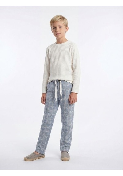 Zekids Erkek Çocuk Tasarım Uzun Kollu T-shirt-17146 Beyaz
