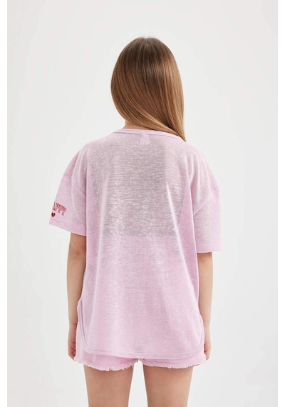 DeFacto Kız Çocuk Oversize Geniş Kalıp Baskılı Kısa Kollu Tişört C4606A824SMPR66 Mor DeFacto Kız Çocuk Oversize Geniş Kalıp Baskılı Kısa Kollu Tişört C4606A824SMPR66 Mor