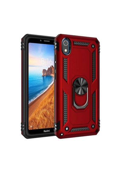 Redmi 7a Kılıf Sofya Yüzüklü Silikon Kapak - Kırmızı İtdark8531
