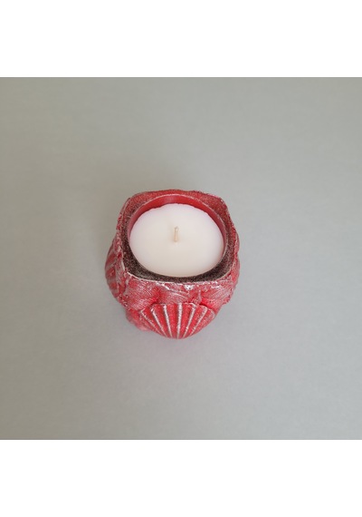 Âric Kırmızı Deniz Kabuklu Bardakta Dekoratif Soya Wax Mum 002