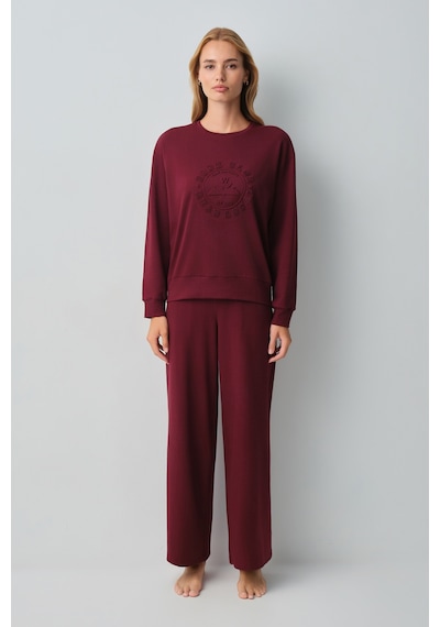 Suwen New Chapter Back To College Campus Pijama Üstü Wsh12510051020 Bordo