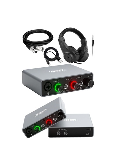 Glx-700gr-h Üst Segment Usb Stüdyo Ses Kartı 2 Giriş 2 Çıkış 24bit/192khz Kulaklık Ve Kablo Dahil