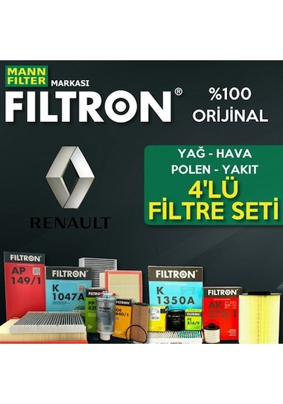 Renault Megane 2 1.6 16V Mann Filtron Filtre Bakım Seti 2003-2009 (495302862)