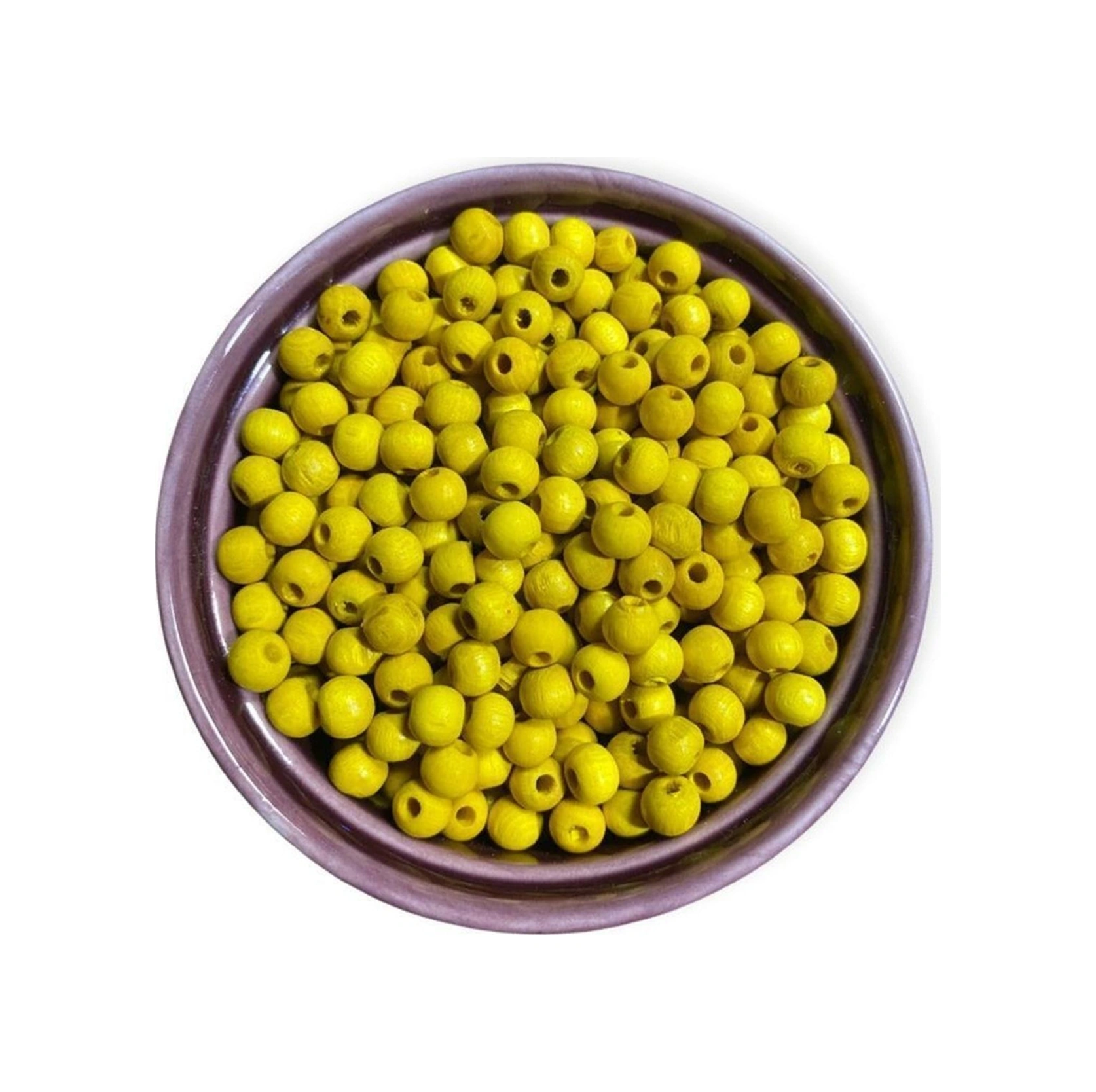 6 Mm Sarı Ahşap Boncuk - Dekor Boncuğu , Makrome Boncuğu 50 Gr , Ort 350-400 Adet