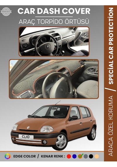 Renault Clıo 2 Ekranlı + Çukurlu 2001-2012 Torpido Örtüsü Ön Göğüs Koruma Torpido Koruma - 605 Stiloto