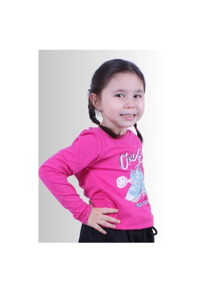 Panios Kids Kız Çocuk Baskılı T-shirt Pembe1 Pembe