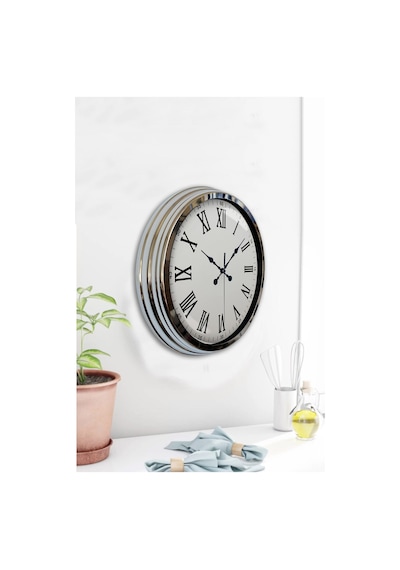 River World Duvar Saati Roma Rakamlı Metal Modern Krom 40 Cm Çok Renkli