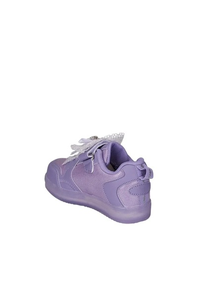 Zacoz Kız Çocuk Simli Kışlık Okul Ayakkabısı İnci Detaylı Kurdeleli Işıklı Sneaker Mor