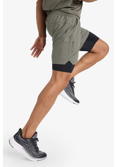 Defacto Defactofit Slim Fit Dar Kesim Sporcu İçi Taytlı Dokuma Şort F0010ax25aukh398 Haki