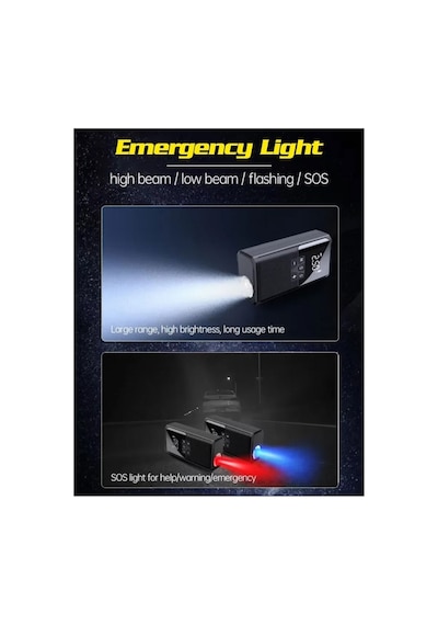 Akü Takviye Cihazı Dijital Hava Pompası 150 Psi Powerbank Özellikli Led Işıklı Jump Starter
